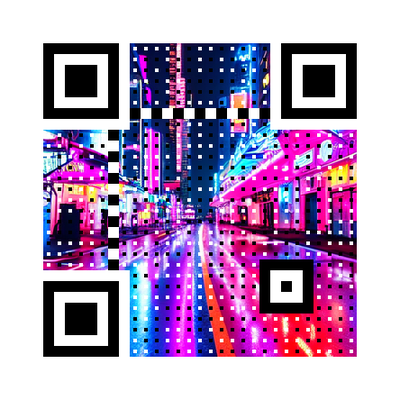 Sample QR code generated with the "Neon cyberpunk" style prompt