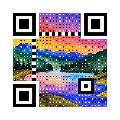 Sample QR code generated with the "Watercolor landscape" style prompt